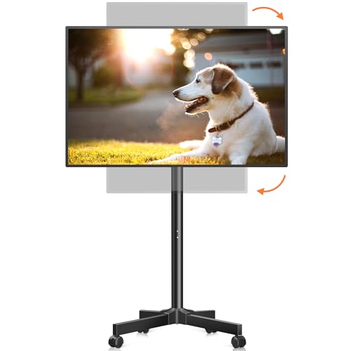 XINLEI Mobile TV Carts, Rotating Rolling TV Stand on Wheels for 13-50" Flat/Curved TVs Height Adjustable 30° Tilt Floor TV Stand Portable Monitor Stand Holds up to 44lbs Max VESA 200x200mm ML1350 - color: Black Rotating