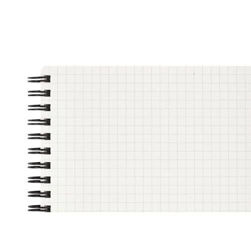Maruman Mnemosyne Grid Notebook- Horizontal 3.94" x 7.09" Layout, 80 Sheets / 160 Pages, 5mm Graph Paper Journal, Perforated Pages & Wire-Bound to Lay Flat, Black, Made in Japan - size: Long (3.94" x 7.09")