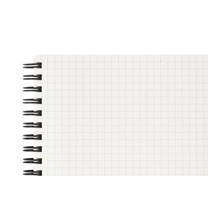 Maruman Mnemosyne Grid Notebook- Horizontal 3.94" x 7.09" Layout, 80 Sheets / 160 Pages, 5mm Graph Paper Journal, Perforated Pages & Wire-Bound to Lay Flat, Black, Made in Japan - size: Long (3.94" x 7.09")