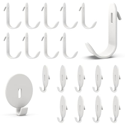 HUHOLE 20PC White Pegboard Clip Hooks for Thin Metal 1/4 Inch Pegboard | Picture Hangers with 10 lb Capacity, 10 Round and 10 Angled Peg Hooks for Jewelry, Crafts and Small Accessories - color: White