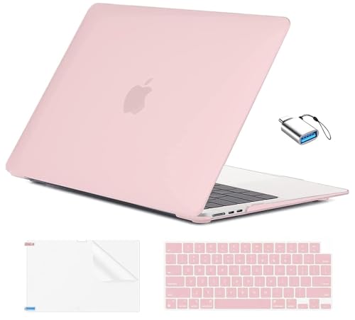 EooCoo Compatible with MacBook Air 13 inch Case M5 2026-2022 M4 M3 M2 Model A3449 A3240 A3113 A2681, Mac Air 13.6 inch Hard Shell & Keyboard Cover & Screen Film & Type-C, Matte Pink - color: Matte Pink