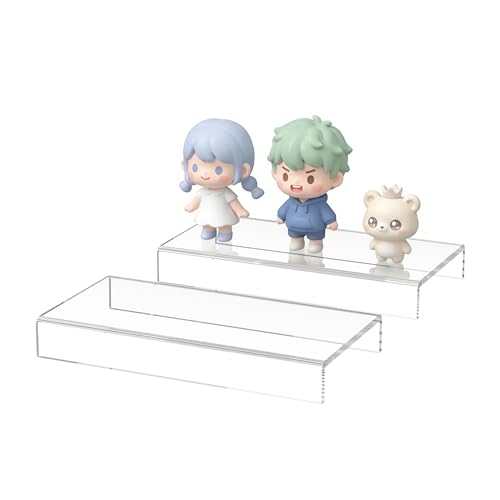Sezanrpt Acrylic Shelf Riser 8x3.9x1 pack of 2, Countertop Acrylic Display Storage Organizer for Figure, Cosmetics, Bags, Shoes, Toys, Collectibles, 8x3.9x1 Inch - color: Clear, size: 8x3.9x1 Inch
