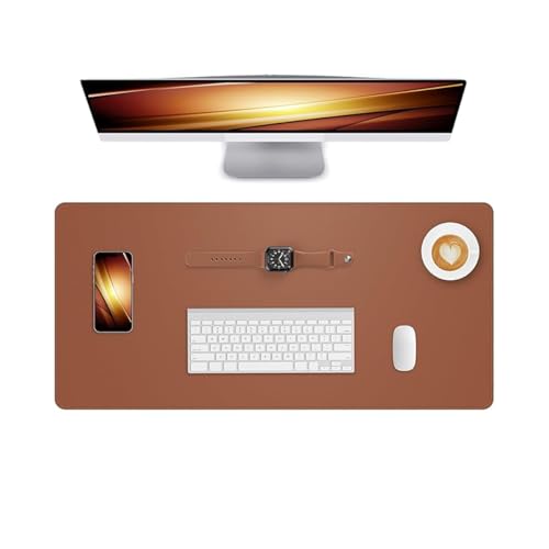 Non-Slip Leather Desk Mat, 31.5" x 11.8" Waterproof Laptop Computer Desk Keyboard Pad, Large Mouse Pad for Office,Work, Home, Decor (Brown) - color: Brown