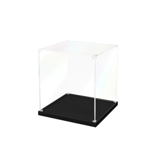 JUJOMAT Acrylic Display Case for Collectibles Clear Acrylic Display Box for Lego Action Figures Doll Hobby, Dustproof Stackable Storage Case, Assembly Required, Black Base (8 x 8 x 9 inches) - color: Black, size: 8 x 8 x 9 inches