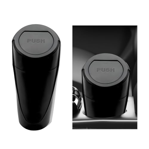 Car Trash Can Bin with Lid, Mini Vehicle Cup Holder Organizer Leakproof Garbage Bin, Waterproof Cup Type Trash Can Multi-Function Storage Container for RV Home Office (Black) - color: Black