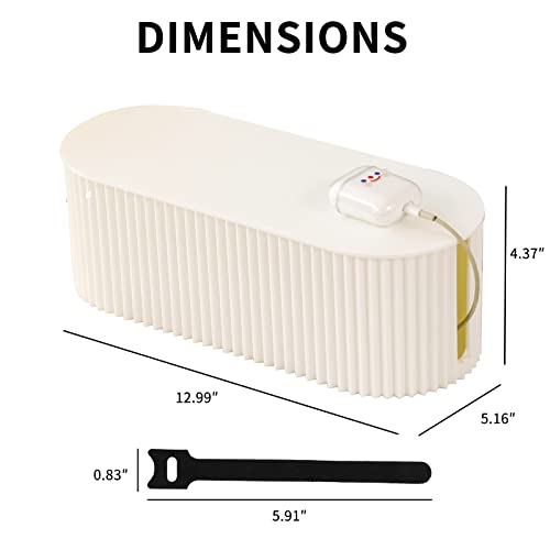 FABROK Cable Management Box with 10 Cable Ties, Organizer Box for Power Strips, Surge Protectors, Chargers, Adapters, TV Computer Wires Cable Hider Box for Home/Office (Small/White) - color: White, size: Small (1 Pack)