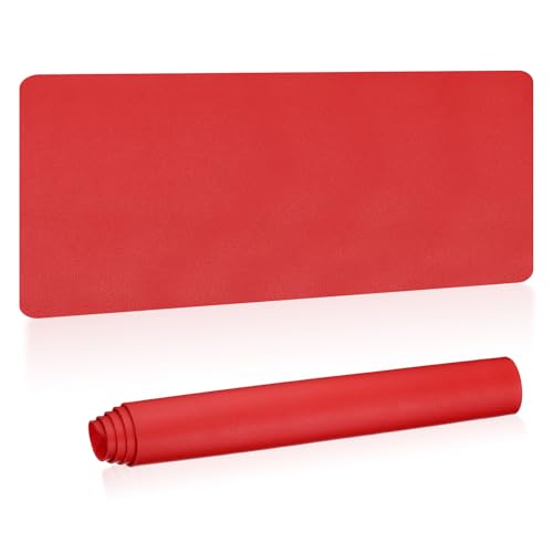 PATIKIL Large Desk Mat, 48"x17" Non-Slip Waterproof PU Leather Desk Pad, Dual Sided Desktop Protector Cover for Office Home Work Study, Dark Red - color: Dark Red, size: 48"x17"