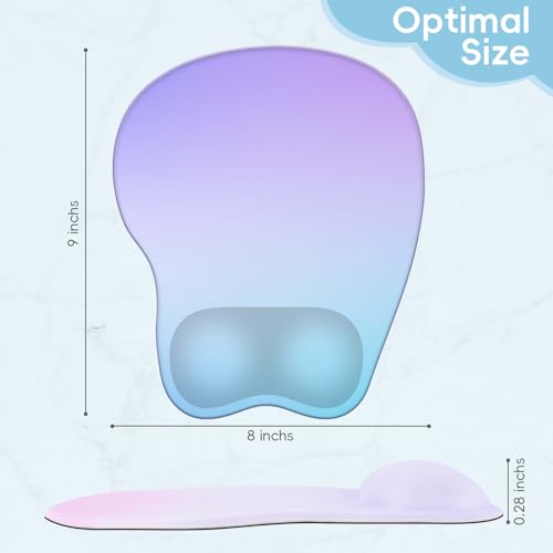 Mouse Pad with Wrist Rest Ergonomic Mouse Pad with Comfortable M-Shape Pain Relief Wrist Support Non-Slip PU Base Mousepad for Laptop, Office & Home (Blue Violet) - color: Blue Violet