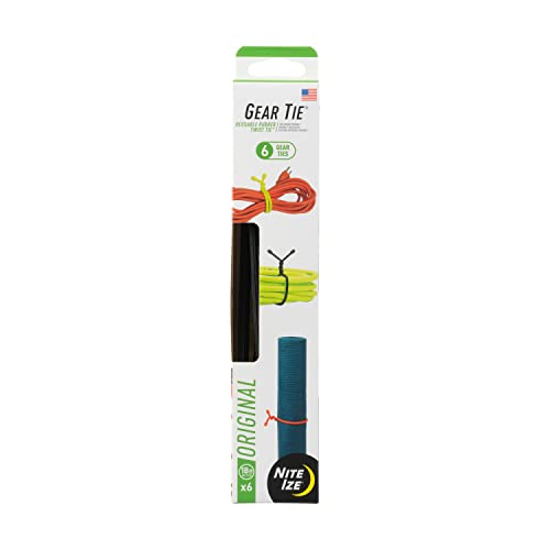 Nite Ize Gear Tie Original ProPacks - Reusable Rubber Twist Ties for Indoor & Outdoor Use - Bendable Wire Interior - Durable Rubber Exterior - Secure Grip - Black, 18" (6 Pack) - size: 18" - 6 Pack