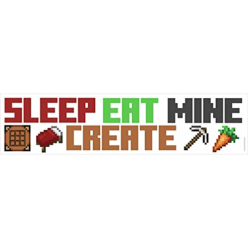 RoomMates RMK5007SCS Minecraft Eat Sleep Mine Create Quote Peel and Stick Wall Decal