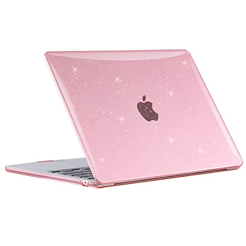 EooCoo Case Compatible with MacBook Air 13 inch M5 2026-2022 Release M4 M3 M2 A3449 A3240 A3113 A2681, Glitter Hard Shell&Keyboard Skin Cover&Screen Protector for Mac Air 13.6 inch, Sparkly Pink - color: Glitter Pink