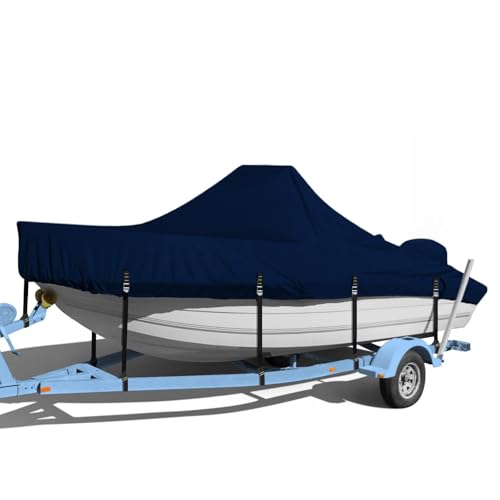 Center Console Boat Cover, 900D Heavy Duty Boat Center Console Cover, Waterproof Boat Covers 22-24 FT with Motor Cover and Metal Windproof Adjustable Buckle, Navy - color: Navy, size: 22'-24' Length , Beam Width up to 116" W