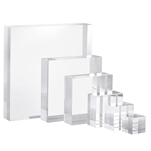 CiaoHER 2in Solid Acrylic Cube Display Block, Clear, 2"x5"x5" | Polished Pedestal Stand Riser, Solid Base, 1 Pack