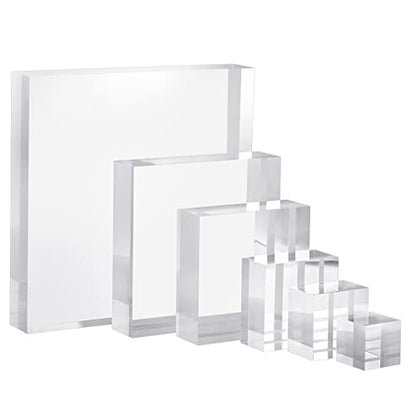 CiaoHER 2in Solid Acrylic Cube Display Block, Clear, 2"x5"x5" | Polished Pedestal Stand Riser, Solid Base, 1 Pack