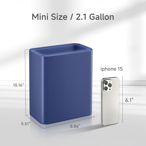 TIPGO Small Metal Trash Can, 2.1 Gallon Slim Trash Can for Bathroom, Wastebasket Garbage Bin for Bedroom, Office, Kitchen, Under Sink (Blue) - color: Blue