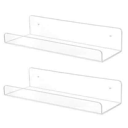 TONICE 2 Pack Acrylic Shelves for Wall 6in Floating Shelf Wall Mounted Set for Room, Bedroom, Bathroom, Kitchen, Living Room, Office Book Shelf Storage Decor