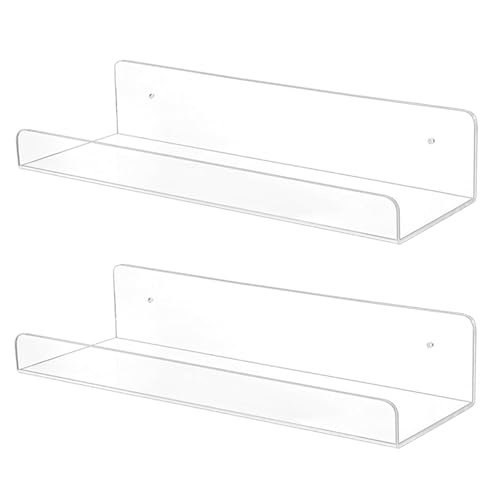 TONICE 2 Pack Acrylic Shelves for Wall 6in Floating Shelf Wall Mounted Set for Room, Bedroom, Bathroom, Kitchen, Living Room, Office Book Shelf Storage Decor