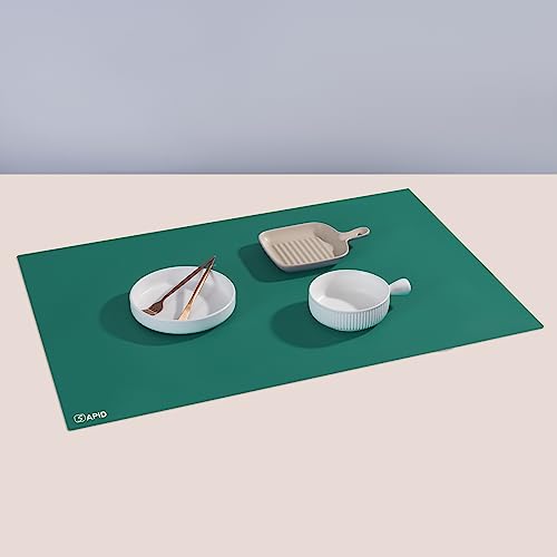 Extra Large Silicone Mat 36" x 24" Place Mats, Heat Resistant Mat for Kitchen Countertop Protector, Thick Placemats Washable Silicone Mats for Kitchen Counter Mat Dining Table Mat, Dark Green, SAPID - color: Dark Green, size: 36" x 24"