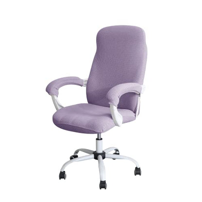 FORCHEER Office Chair Cover Water Repellent Jacquard Armrest Swivel Chair Slipcovers Removable Stretch Universal Computer Chair Cover L with Chair Arm Cover 2P-Purple - color: Purple, size: Large+Chair-Arm Cover