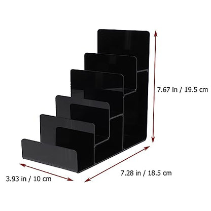 Cabilock Acrylic Wallet Display Stand Multi-Layer Tabletop Storage Rack Clear Wallet Holder for Handbags Sunglasses Jewelry Store Counter and Home D Cor - size: 5 Tier Black