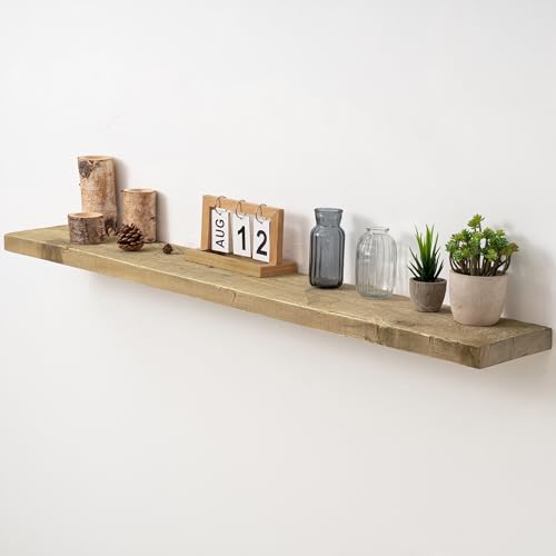 Acovy 48" Unfinished Solid Reclaimed Wood Floating Shelves, Rustic Heavy-Duty Wall Shelves, 8" Deep Floating Shelf for Living Room, Bathroom, Bedroom and Kitchen, Set of 1, Natural - color: Natural, size: 48inches-1P
