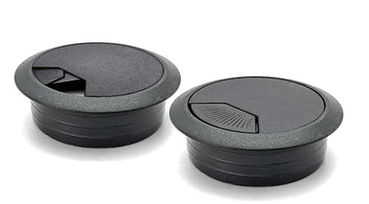 ANGSTROM 2-Inch Hole Desk Grommet Cover Organizer for Desktop Computer Electronics Wires, Black Plastic (2-Pack)