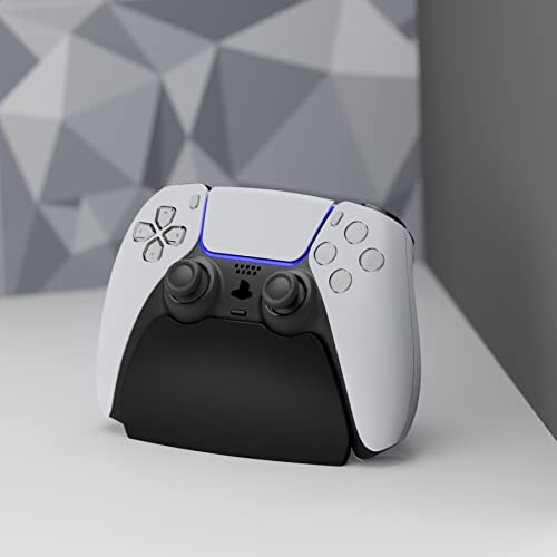 PlayVital Solid Black Controller Display Stand for ps5, Gamepad Accessories Desk Holder for ps5 Controller with Rubber Pads - color: Black