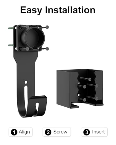 EV Charger Holder Wall Mount Kit, Ev Charging Cable Holder, EV Cable Box Organizer&J-Hook Electric Car Plug Nozzle Holster for SAE J1772 Connector(Indoor/Outdoor Use)