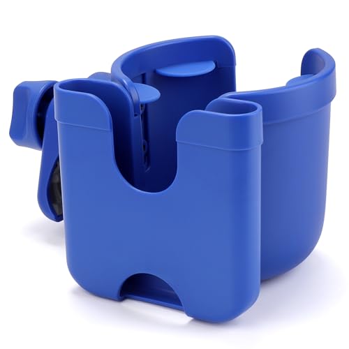 Accmor Stroller Cup Holder with Phone Holder, Bike Cup Holder, Universal Cup Holder for Uppababy Nuna Doona Strollers, 2-in-1 Cup Holder for Walker, Wheelchair, Scooter - color: All Dark Blue
