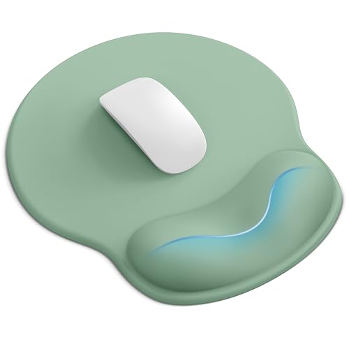 Mouse Pad with Wrist Rest, Ergonomic Mouse Pads for Desk, Office Non-Slip Mousepad with Gel Wrist Support(Green, 10.6''L x 9''W) - color: Green