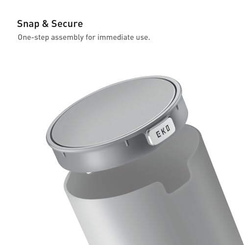 EKO Mini Desk Trash Can with Swing-Top Lid 0.4 Gallon Small Table Round Wastebasket for Office, Home, Car (Grey) - color: Grey, size: 1.5 Liters