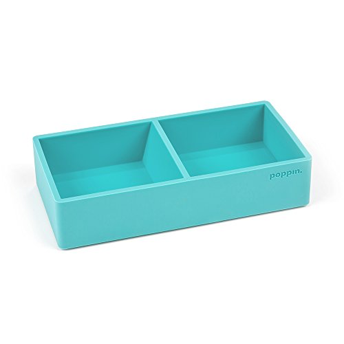 Poppin Stackable Letter and Accessory Trays for Office Organization - Modular Lacquer Desk Trays, Color-Coordinated Office Supplies for Desk, Paper Trays (Aqua, This & that Tray) - color: Aqua, size: 6.3" x 3" x 1.5"
