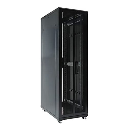 Aeons 42U Professional Network Server Rack Cabinet Enclosure 1000mm 39.5" Deep Computer Electronics Data Equipment Rack Vented Door Server-Depth Black (Pre-Assembled) - style: 42U-40"D [Vented]