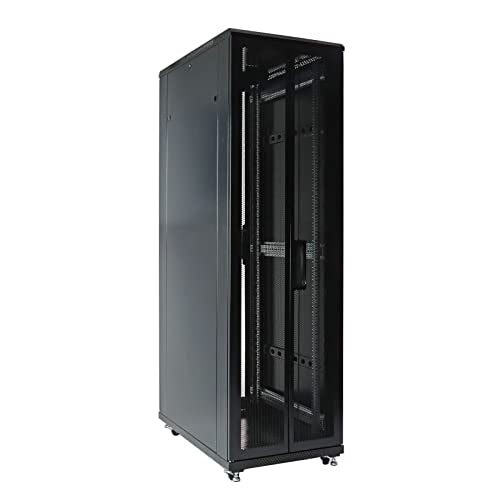 Aeons 42U Professional Network Server Rack Cabinet Enclosure 1000mm 39.5" Deep Computer Electronics Data Equipment Rack Vented Door Server-Depth Black (Pre-Assembled) - style: 42U-40"D [Vented]