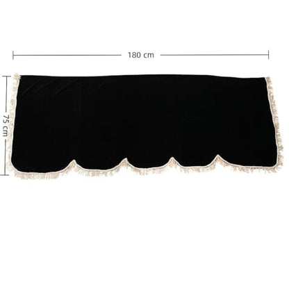Piano Keyboard Non-Dirt Cover – Half-Covered Durable Split Curtain Design for Grand Pianos,Velvet Fabric 70x29in(Dark Green/Violet/Black)(Black) - color: Black