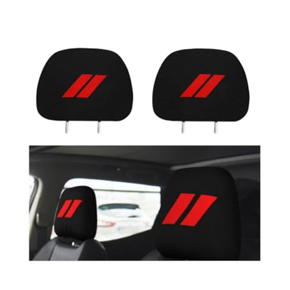 2PCS Car Headrest Covers Soft Black Fabric Car Seat Head Rest Cover Protector Compatible with Dodge Challenger Charger Durango RAM (re-d) - color: re-d