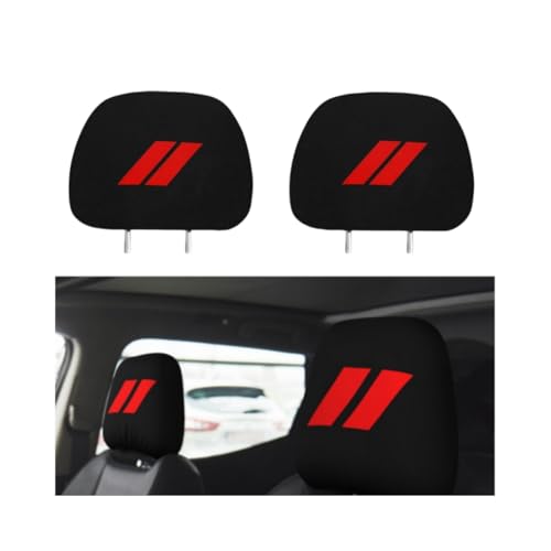 2PCS Car Headrest Covers Soft Black Fabric Car Seat Head Rest Cover Protector Compatible with Dodge Challenger Charger Durango RAM (re-d) - color: re-d