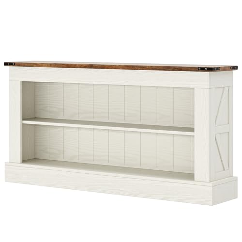 Tribesigns 63-Inch Long Console Table for Entryway, Narrow Long Entry Table with Shelves for Living Room, Farmhouse Sofa Console Behind Couch, for Foyer, Hallway, White and Brown - color: White and Brown