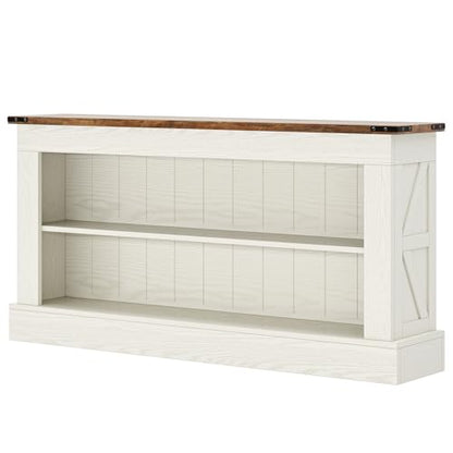 Tribesigns 63-Inch Long Console Table for Entryway, Narrow Long Entry Table with Shelves for Living Room, Farmhouse Sofa Console Behind Couch, for Foyer, Hallway, White and Brown - color: White and Brown