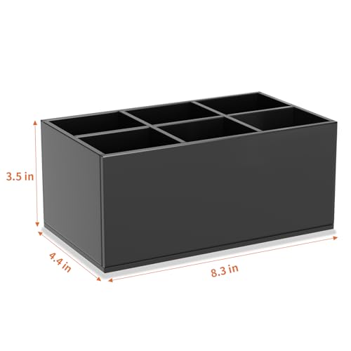 HIIMIEI Black Makeup Brush Holder Organizer Acrylic 6-Slots Cosmetic Brushes Storage Organizer for Vanity Countertop - color: Black