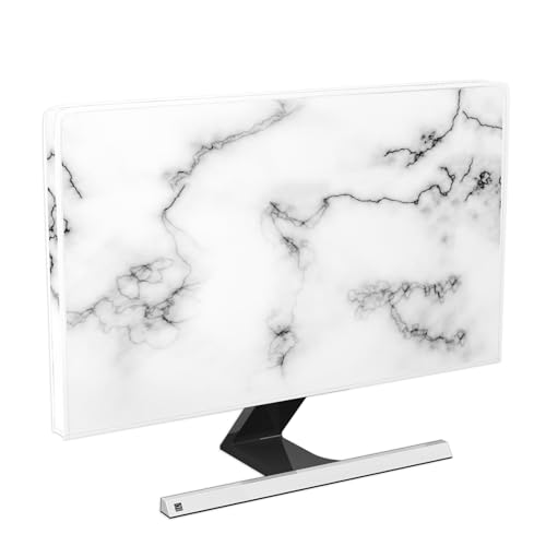 Fashion Gray Marble Waterproof 26, 27, 28 Inch Anti-Static Dustproof LCD/LED/HD Abstract Texture Computer Monitor Cover with Creative Design Anti-Static Dustproof Protective - color: white and gray, size: 26-28 Inch
