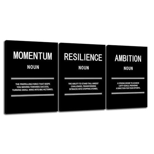 WYJZDZQ8 3 Panel Inspirational Canvas Print Wall Art Ambition Momentum Resilience Motivational Poster Painting Modern Inspiring Artwork for Home Office Living Room Decor Ready to Hang [36''Wx 16''H] - color: Inspirational-10, size: 16.00" x 36.00"