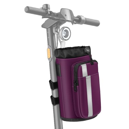 FINPAC Cup Holder for Bike, Universal Water Bottle Holder with Phone Pockets for Stroller Walker Golf Cart Rollator and Scooter, Outdoor, Biking - Purple - color: Purple