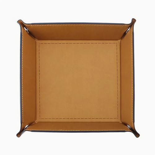 Valet Tray Desktop Storage Organizer, Vegan Leather Catchall Tray Bedside Vanity Tray Nightstand Caddy Holder for Remote Controller, Watch, Keys, Phone, Wallet, Sunglasses, Jewelry, Khaki - color: Khaki