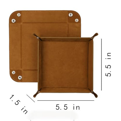 Valet Tray 5.5" Square Desktop Storage Organizer - Catch All Tray for Men & Women, Nightstand/Entryway/Desk/Dresser Top | Jewelry & EDC Holder for Watches, Keys, Wallet, Coins, Glasses