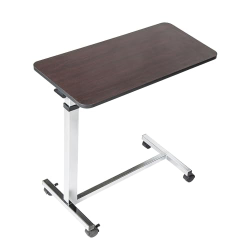 Drive Medical 13003 Non Tilt Top Overbed Table with Wheels, Chrome - color: Chrome