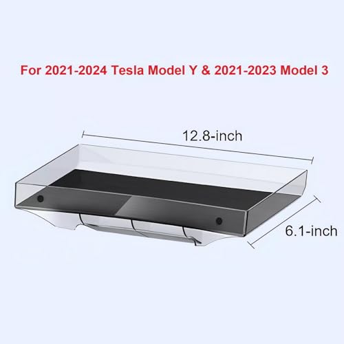 For 2020-2024 Tesla Model Y & 20217-2023 Model 3 - Hidden Center Console Organizer Tray, Tissue Holder, Open-Close Storage Shelf Box Under Dashboard Display (Tissue Box Behind the Display Screen) - style: Tissue Box Behind the Display Screen