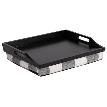 ROSSIE HOME Wood Bed Tray Lap Desk with Detachable Cushion, Serving Tray - Buffalo Check - Fits up to 15.6 Inch Laptops - Style No. 76108 - color: Buffalo Check, size: Single Tray