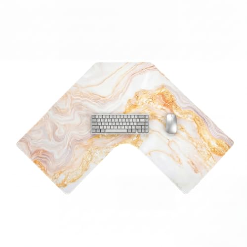 Relaxweex L Shaped Desk Mat for 90° Corner Desks, 26" x 26" Gold Waterproof Mouse Pad with 18" Inner Corner, Non-Slip Rubber Desk Protector for Office & Gaming - color: Gold, size: 26" x 26"