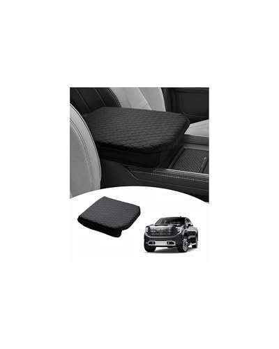 Shademax Custom Fit for Center Console Cover 2019-2024 2025 2026 GMC Sierra 1500/Chevy Silverado 1500 2500HD 3500HD Armrest Cushion Pad Cover PU Leather Sierra Silverado Accessories Anti-Scratch Black - size: for 2019-2026 Silverado/Sierra Bucket Seat